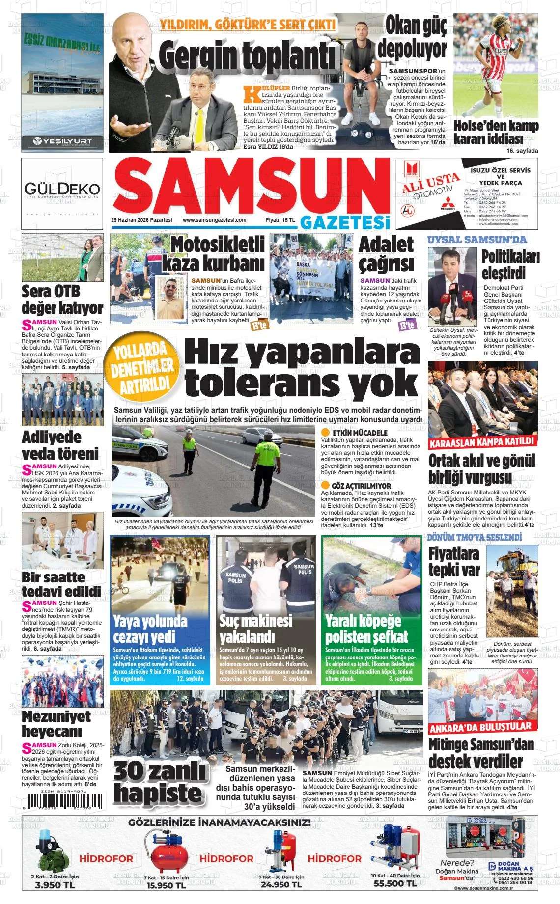 Samsun Yerel Gazetelerinde Bugünün Gündemi - 29 Haziran Pazartesi - Fotoğraf 5
