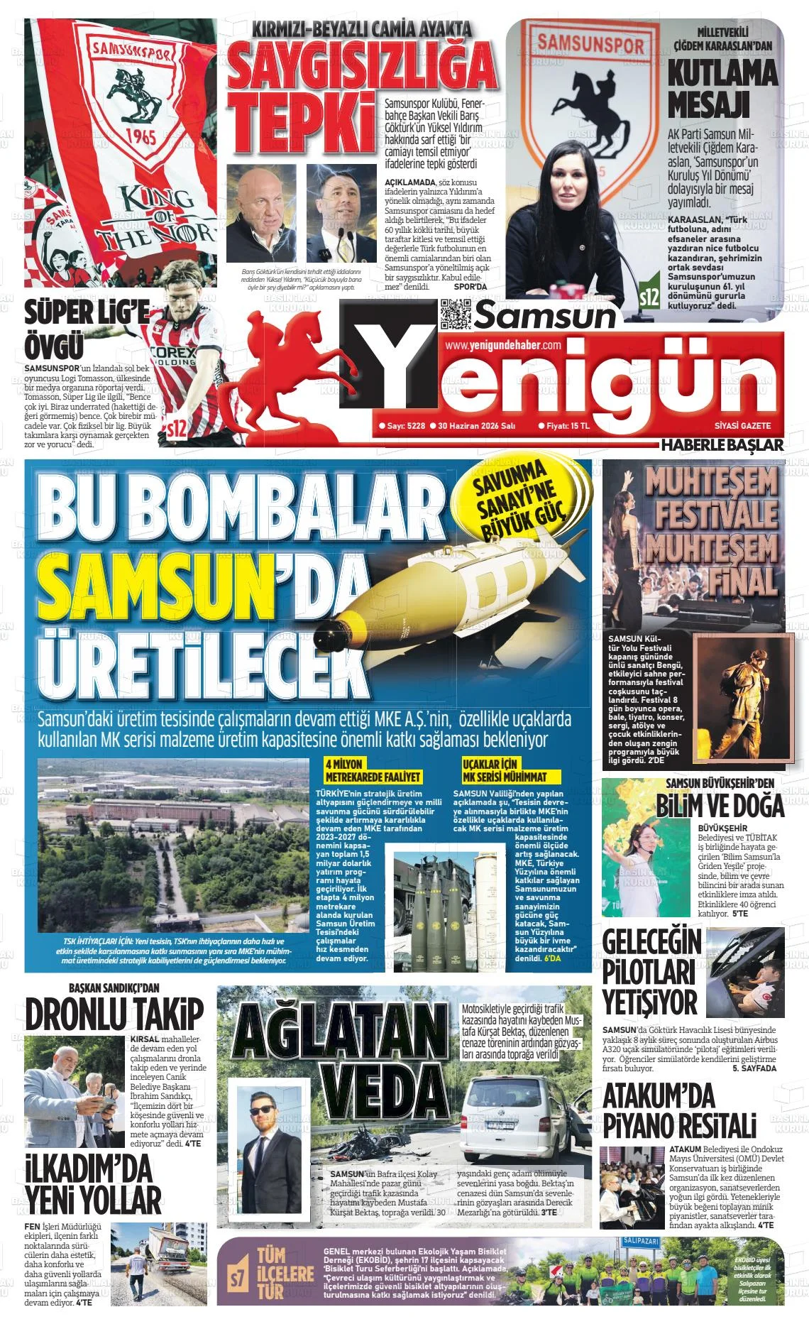 Samsun Gündemi 30 Haziran Salı Samsun Yerel Gazeteleri - Fotoğraf 5