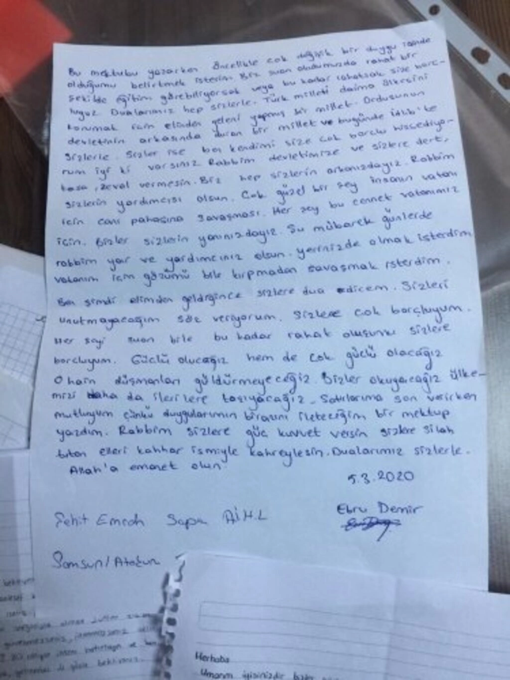 Atakum'dan İdlib'deki Mehmetçiğimize destek mektupları - Resim 8
