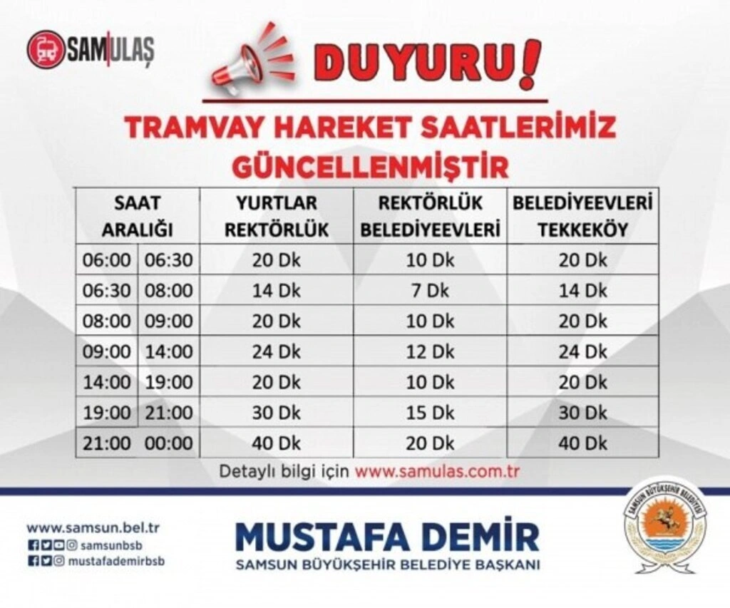 Samsun tramvay ekspres ring otobüs sefer saatleri değişti - Resim 1
