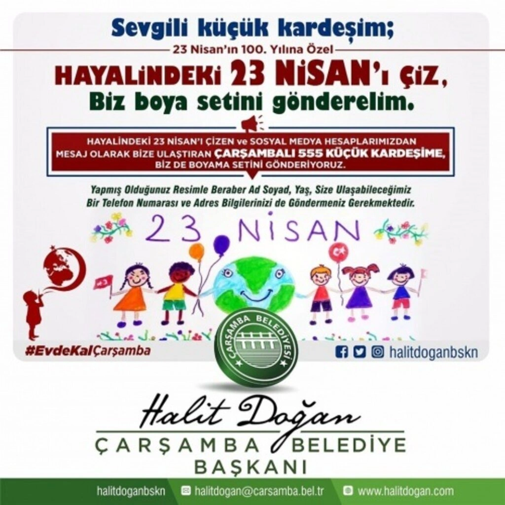 Hayalindeki 23 Nisan’ı çizene Çarşamba Belediyesi'nden boyama seti! - Resim 1
