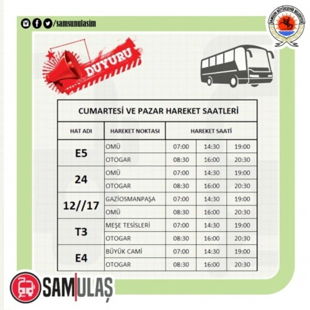 SAMULAŞ Tramvay sefer saatleri, Samsun Tramvay sefer saatleri - Resim 2