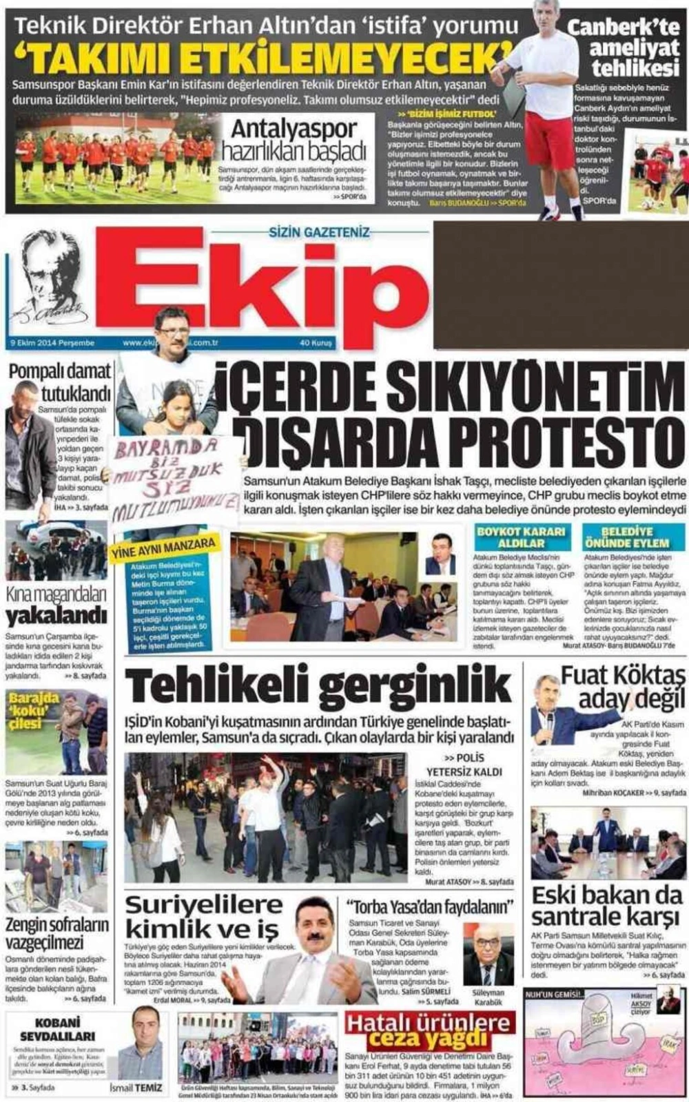 9 Ekim Perşembe Samsun Yerel Gazeteleri - Resim 3