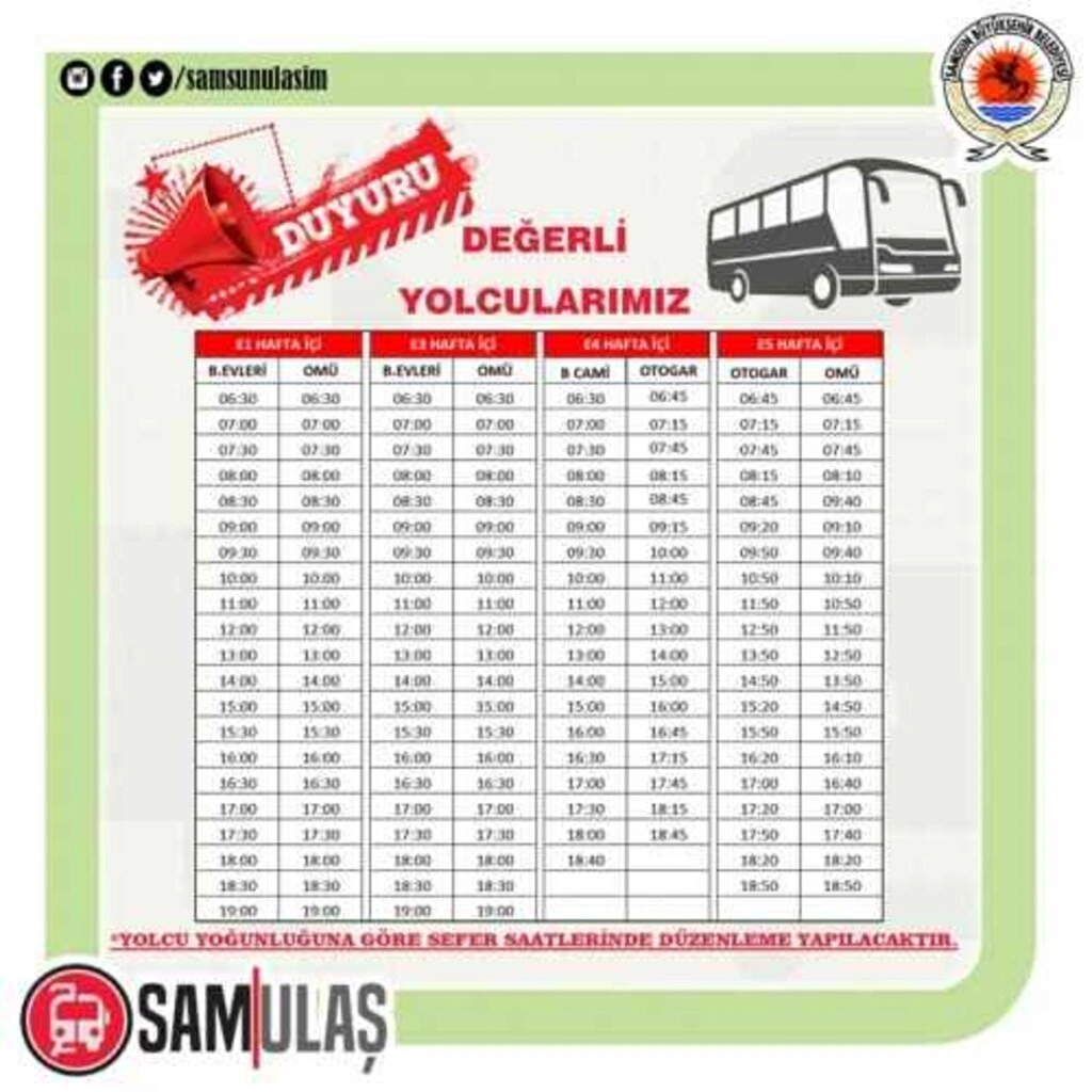 Samsun tramvay ve otobüs sefer saatleri (30 Nisan 2021) tam kapanma dönemi - Resim 4