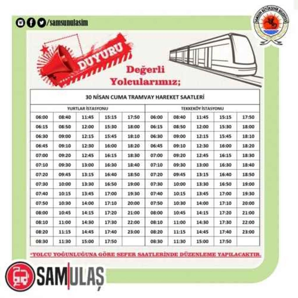 Samsun tramvay ve otobüs sefer saatleri (30 Nisan 2021) tam kapanma dönemi - Resim 6
