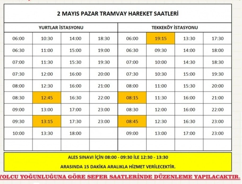 2 Mayıs Pazar Samsun tramvay ve otobüs sefer saatleri tam kapanma dönemi - Tramvay otobüs Ales düzenlemesi - Resim 5