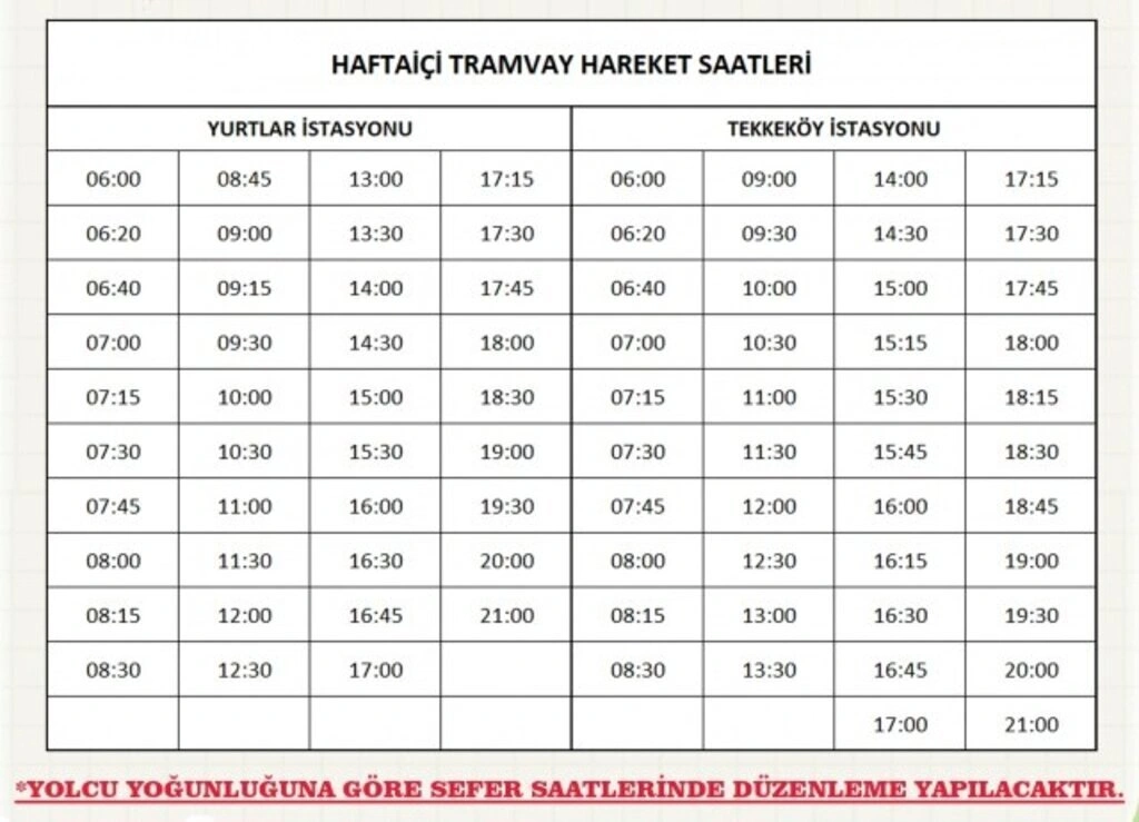 Samsun Tam Kapanma Tramvay Saatleri (3 Mayıs 2021) - Resim 2