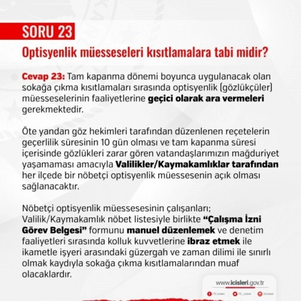 Optisyenlik, elektrik ve doğalgaz tamir ve bakım ekipleri, çiftçileri ilgilendiren tam kapanma soru ve yanıtları - Resim 1