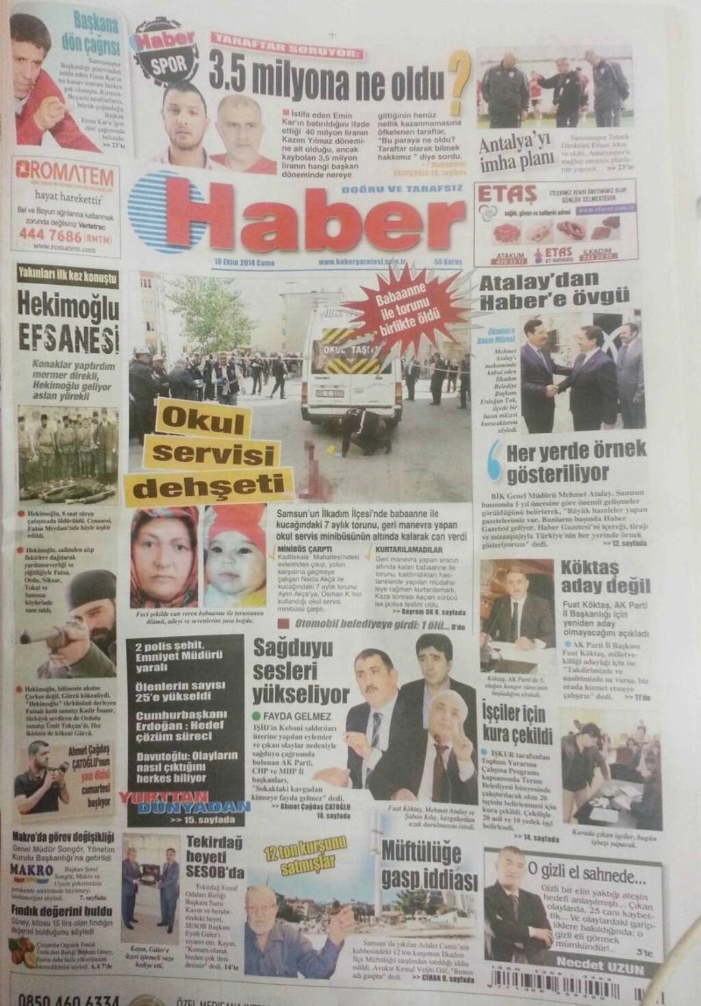 10 Ekim Cuma Samsun Yerel Gazeteleri - Resim 5
