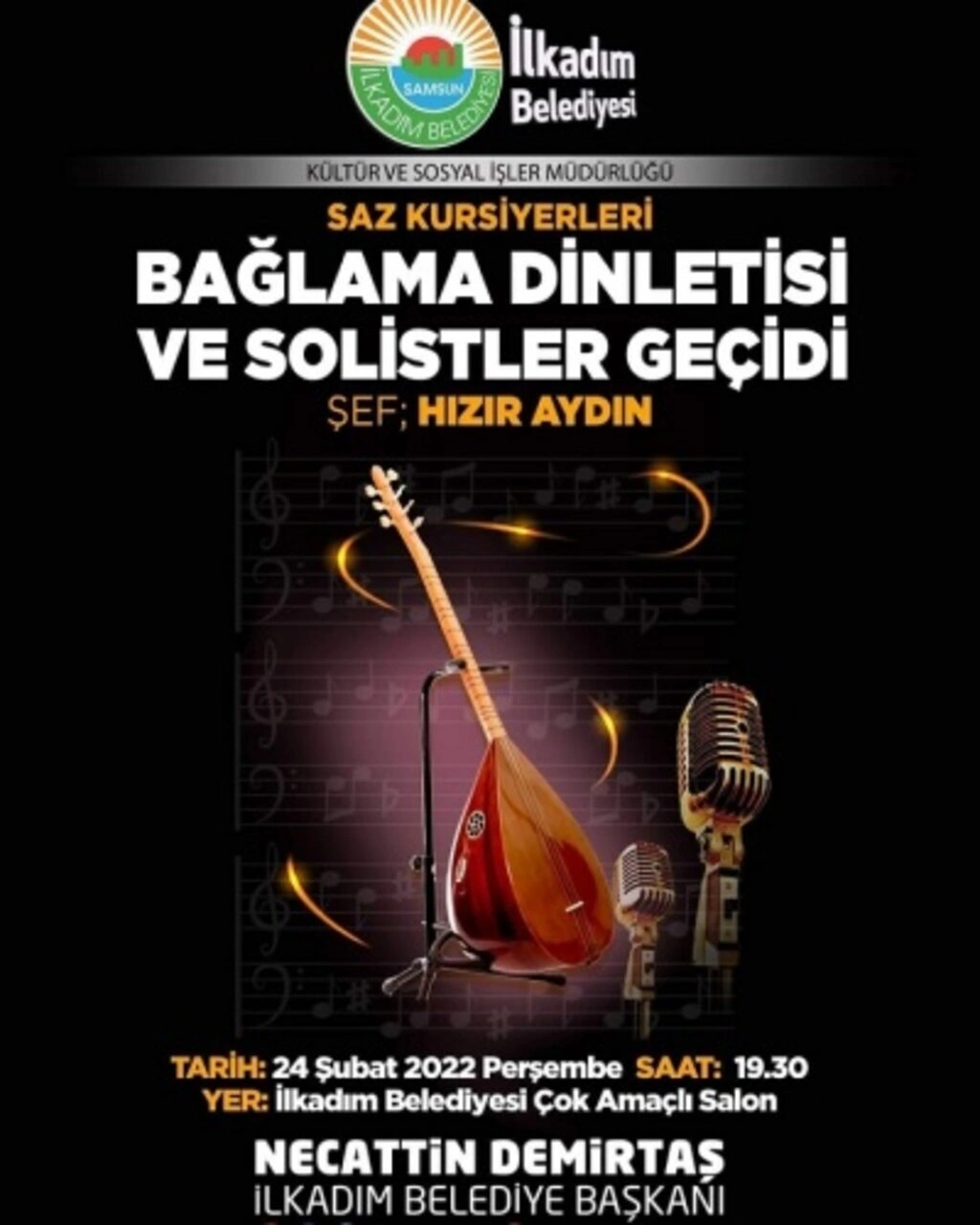 İlkadım Belediyesi Bağlama Dinletisi ve Solistler Geçidi Konseri'ne davet - Resim 1