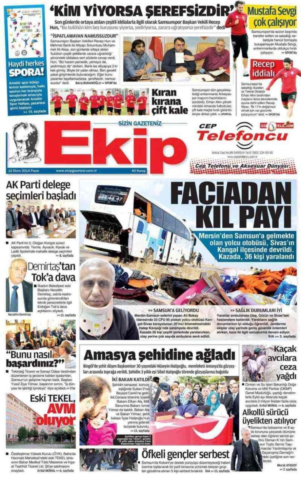 12 Ekim Pazar Samsun Yerel Gazeteleri - Resim 3