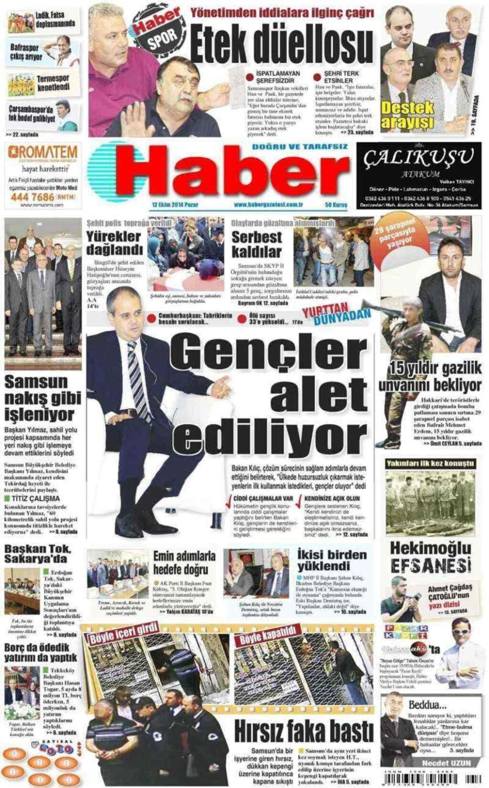 12 Ekim Pazar Samsun Yerel Gazeteleri - Resim 5