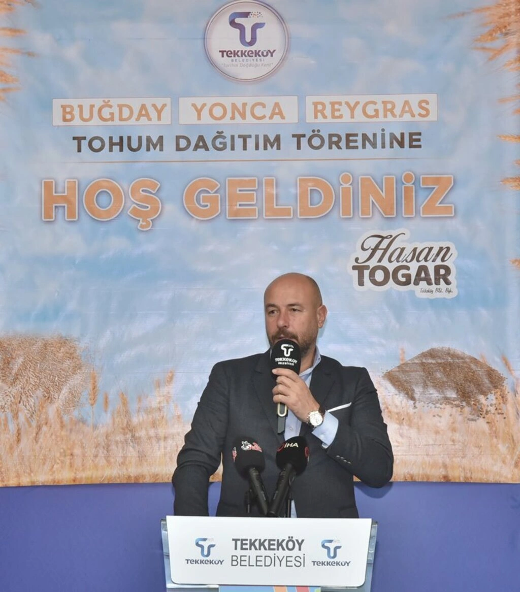 Tekkeköy’de çiftçilere buğday, yonca ve reygras tohumu dağıtıldı - Resim 9