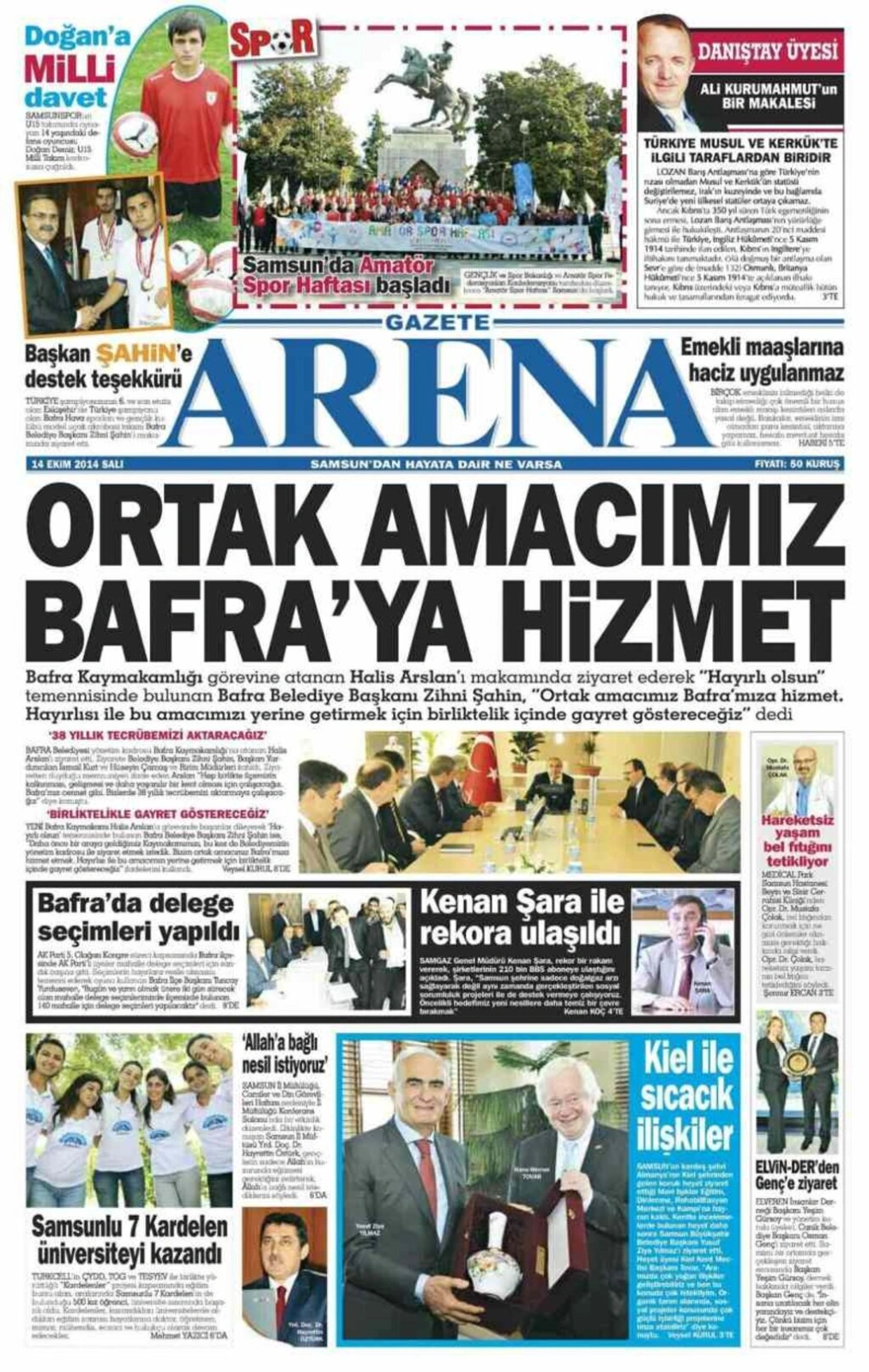 14 Ekim Salı Samsun Yerel Gazeteleri - Resim 1