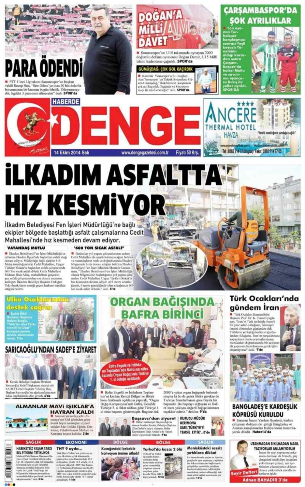 14 Ekim Salı Samsun Yerel Gazeteleri - Resim 2