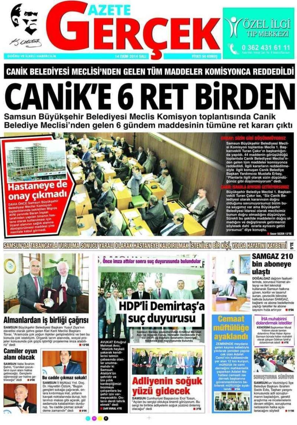 14 Ekim Salı Samsun Yerel Gazeteleri - Resim 4