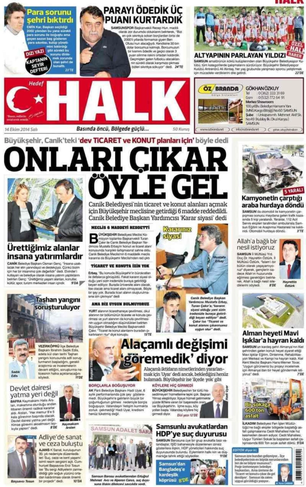 14 Ekim Salı Samsun Yerel Gazeteleri - Resim 6