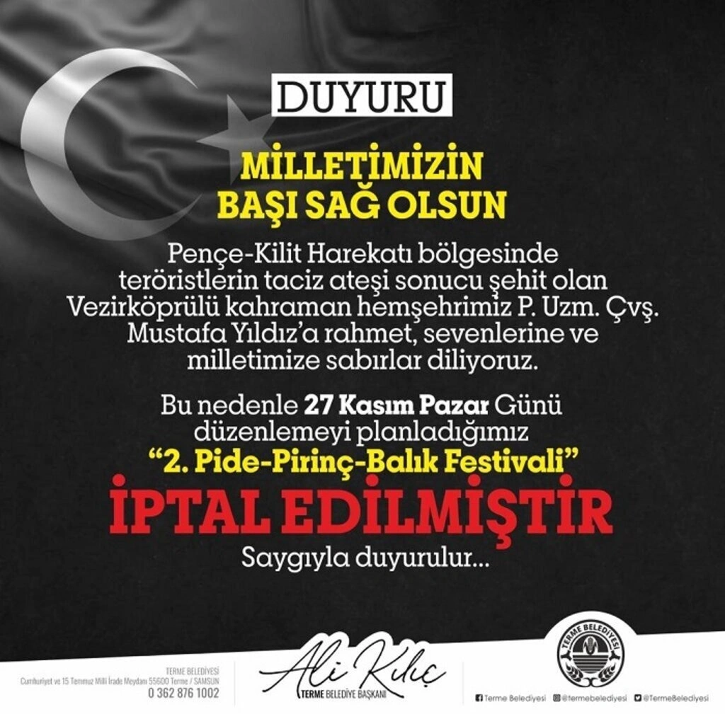 Terme Pide Pirinç Balık Festivali iptal edildi - Resim 1