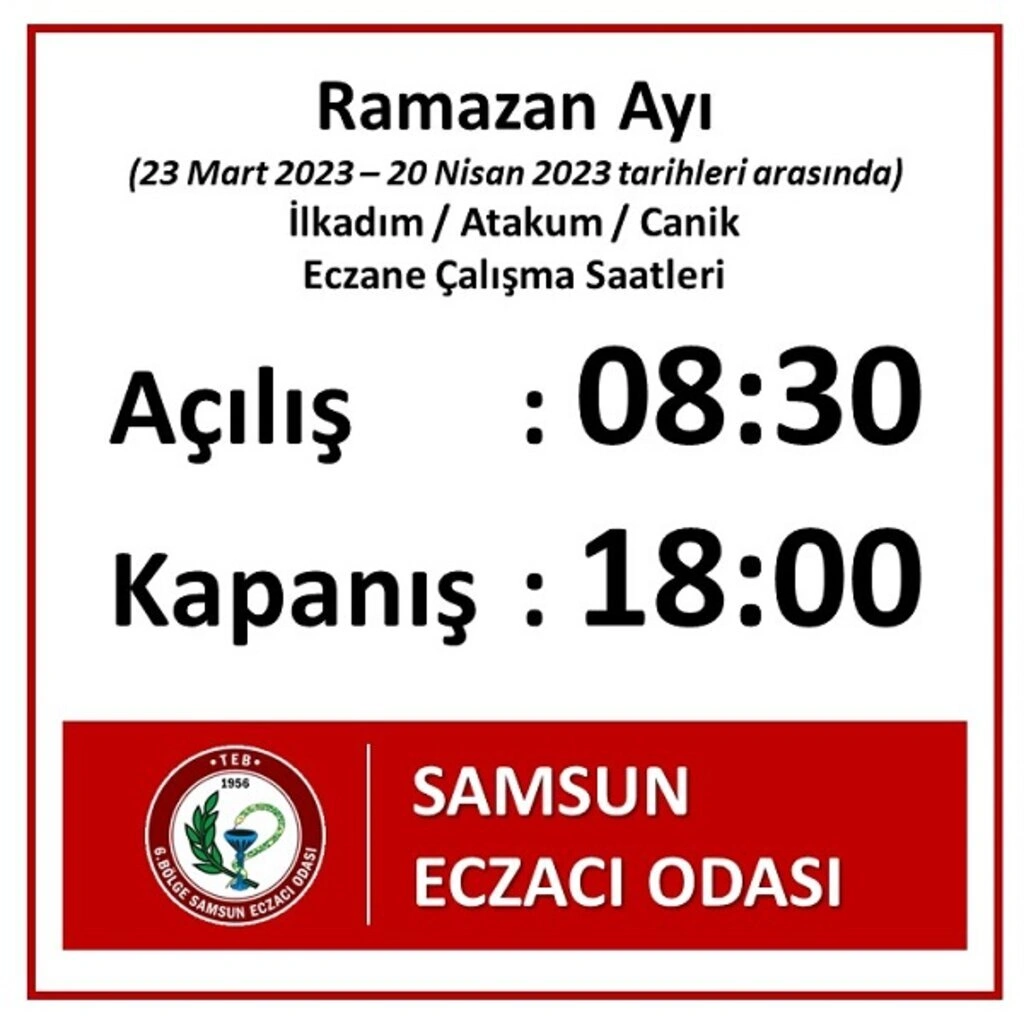 Samsun'da eczanelerin açılış ve kapanış saatlerine düzenleme - Resim 1