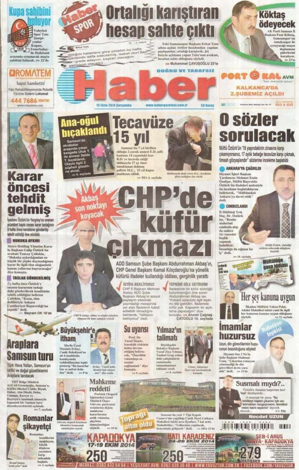 15 Ekim Samsun'un Yerel Gazeteleri - Resim 5