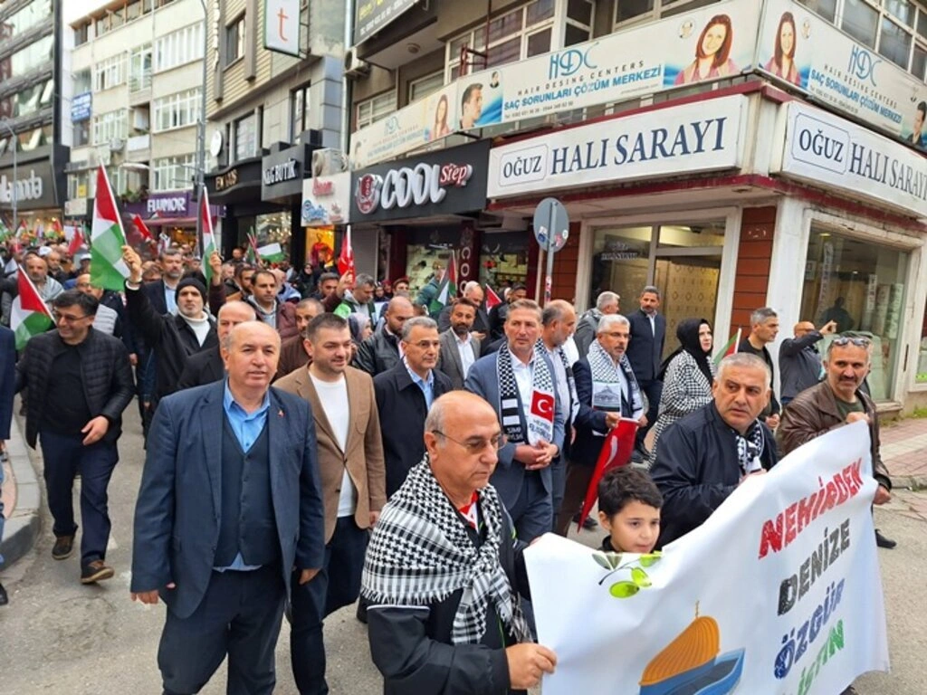 Samsun'da on binler Filistin için yürüdü - Resim 9