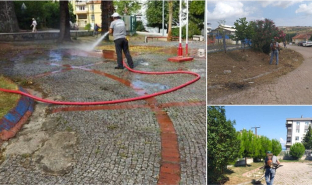 İlkadım Belediyesi Temizlik Ekipleri parkları yıkıyor - Resim 1
