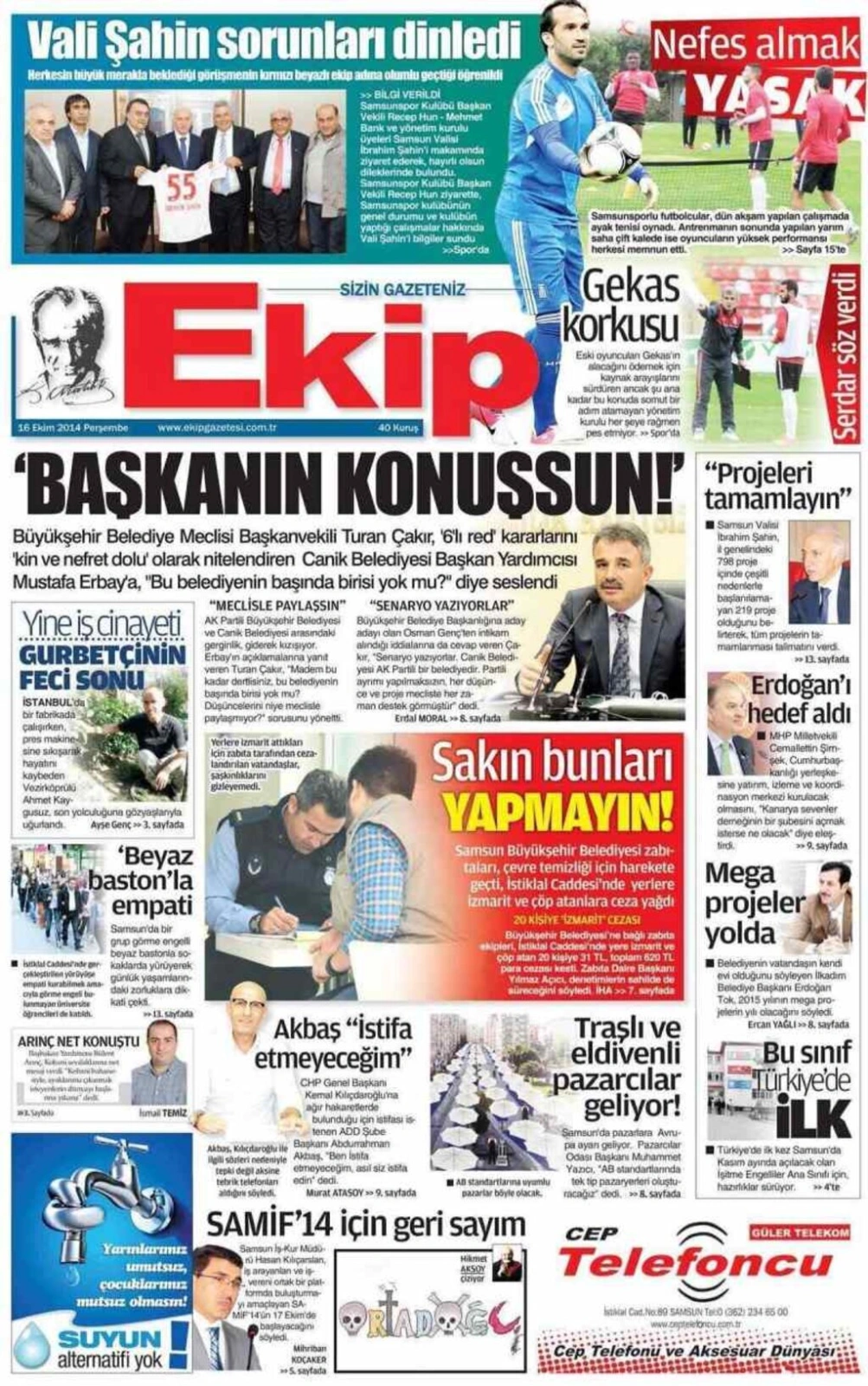16 Ekim Samsun'un Yerel Gazeteleri - Resim 3