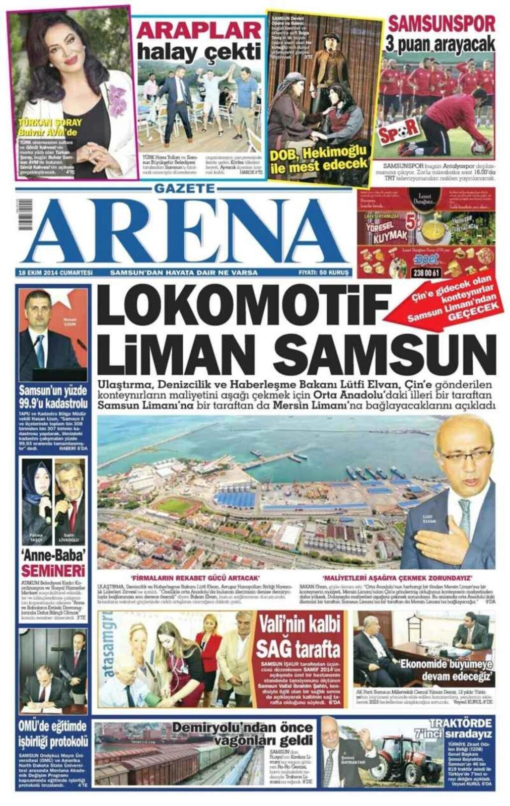 18 Ekim Cumartesi Samsun Yerel Gazeteleri - Resim 1