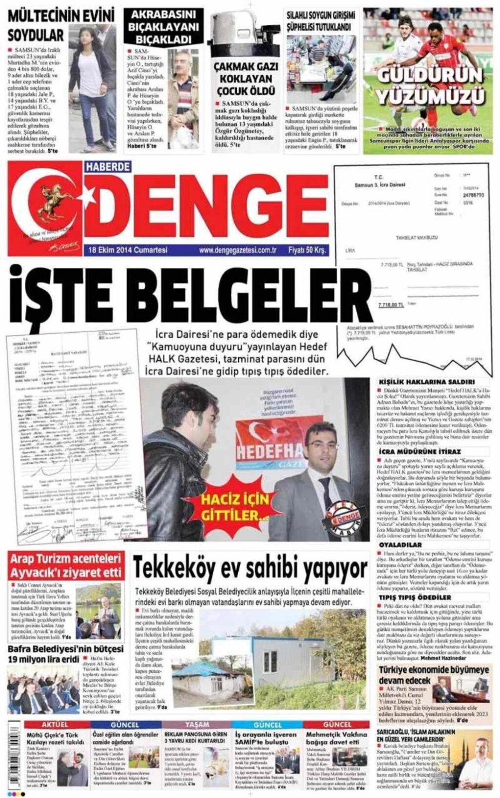 18 Ekim Cumartesi Samsun Yerel Gazeteleri - Resim 2