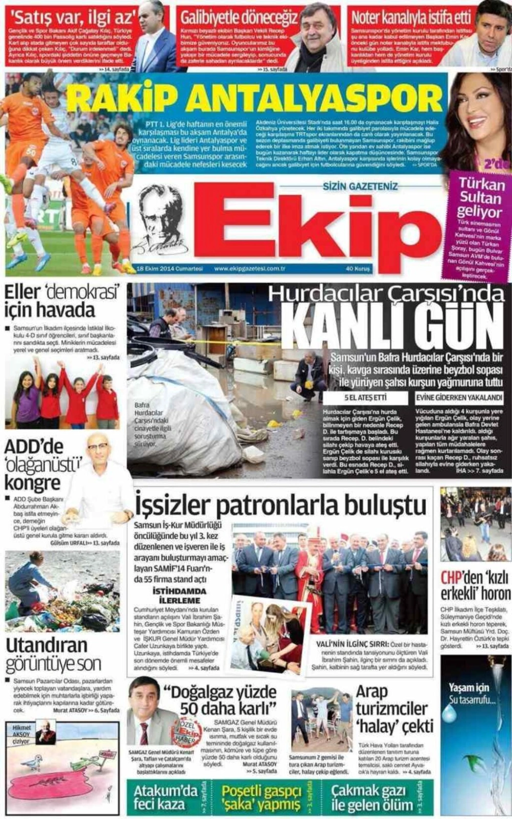 18 Ekim Cumartesi Samsun Yerel Gazeteleri - Resim 3