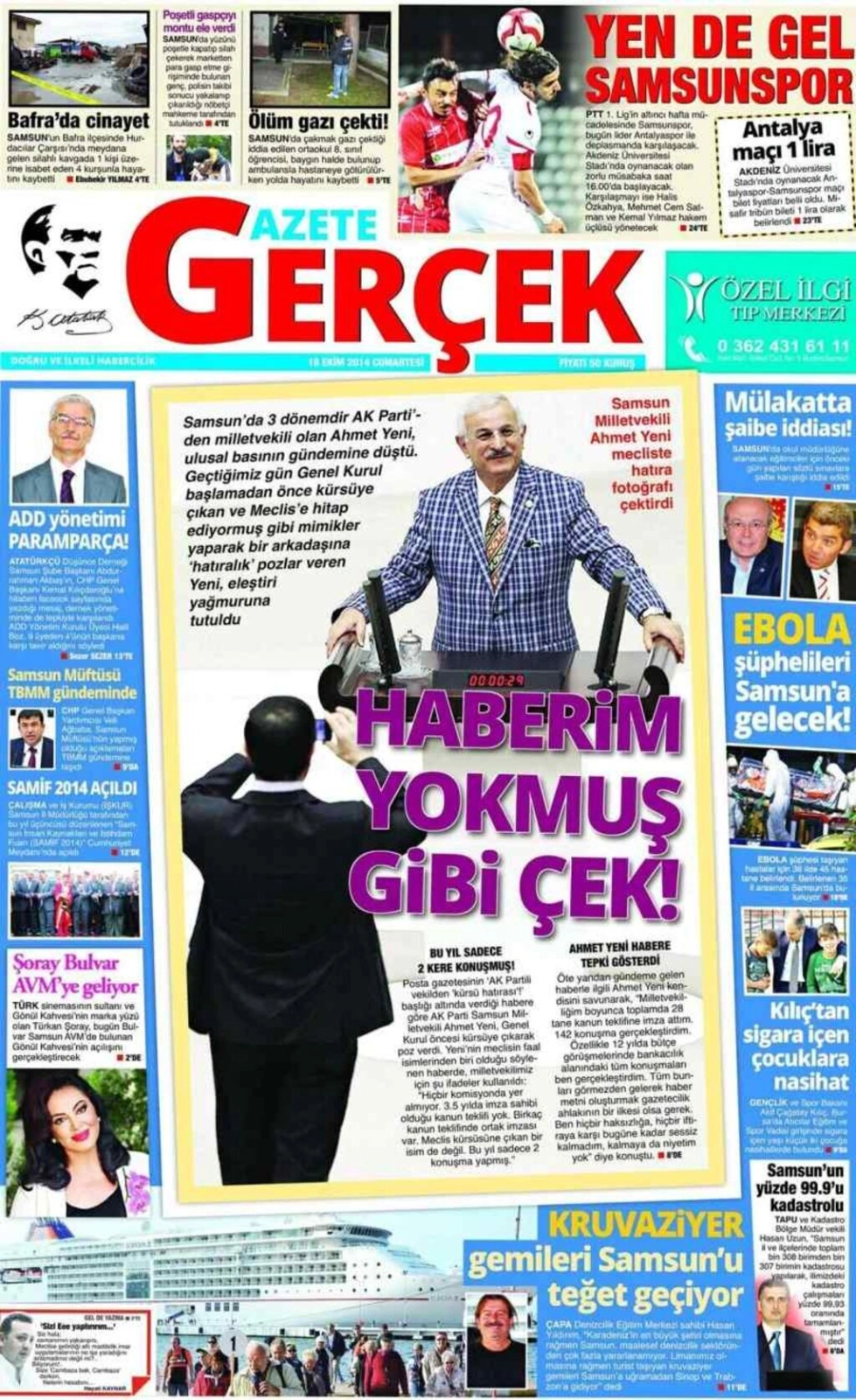 18 Ekim Cumartesi Samsun Yerel Gazeteleri - Resim 4