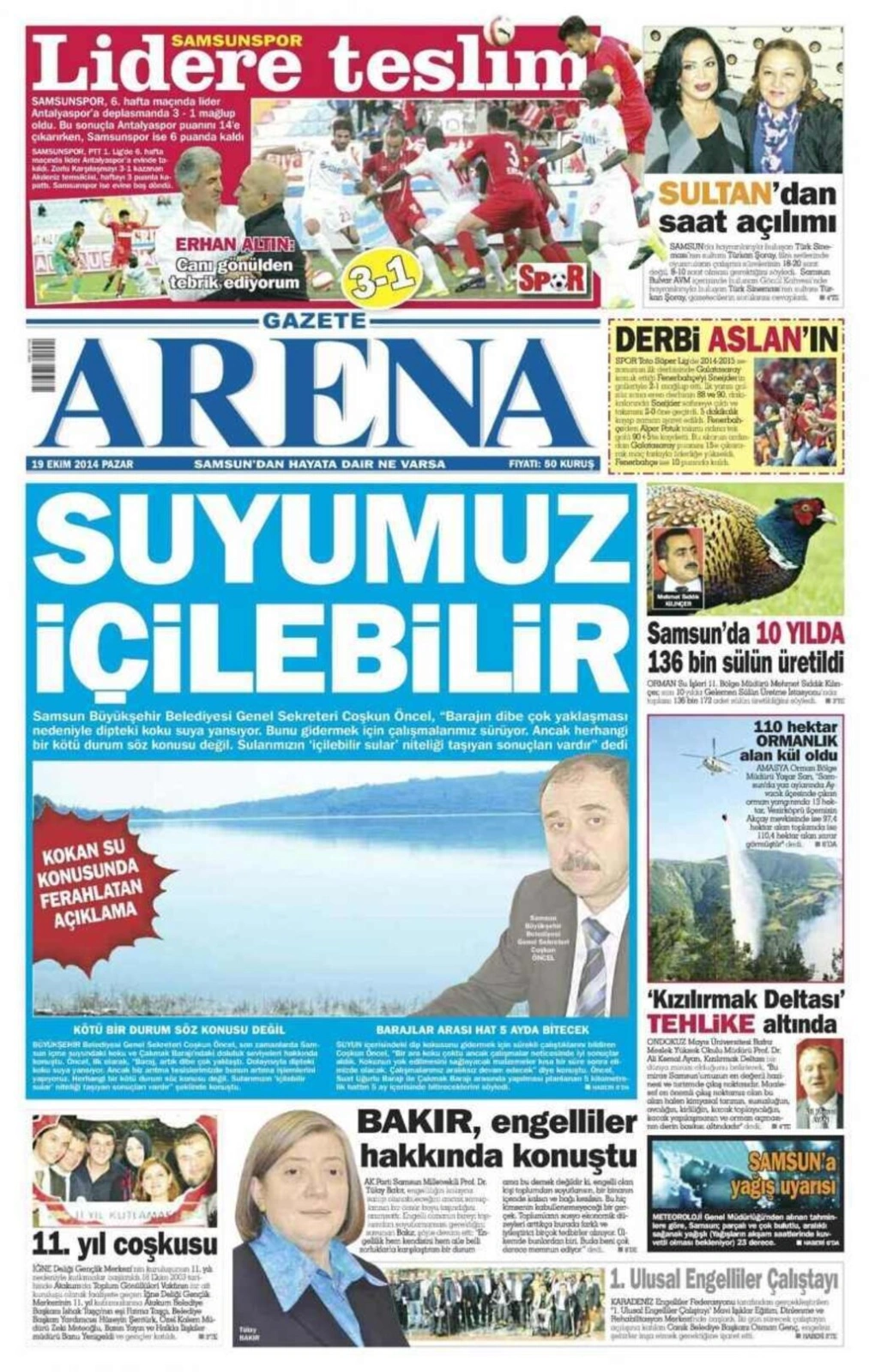 19 Ekim Pazar Samsun Yerel Gazeteleri - Resim 1