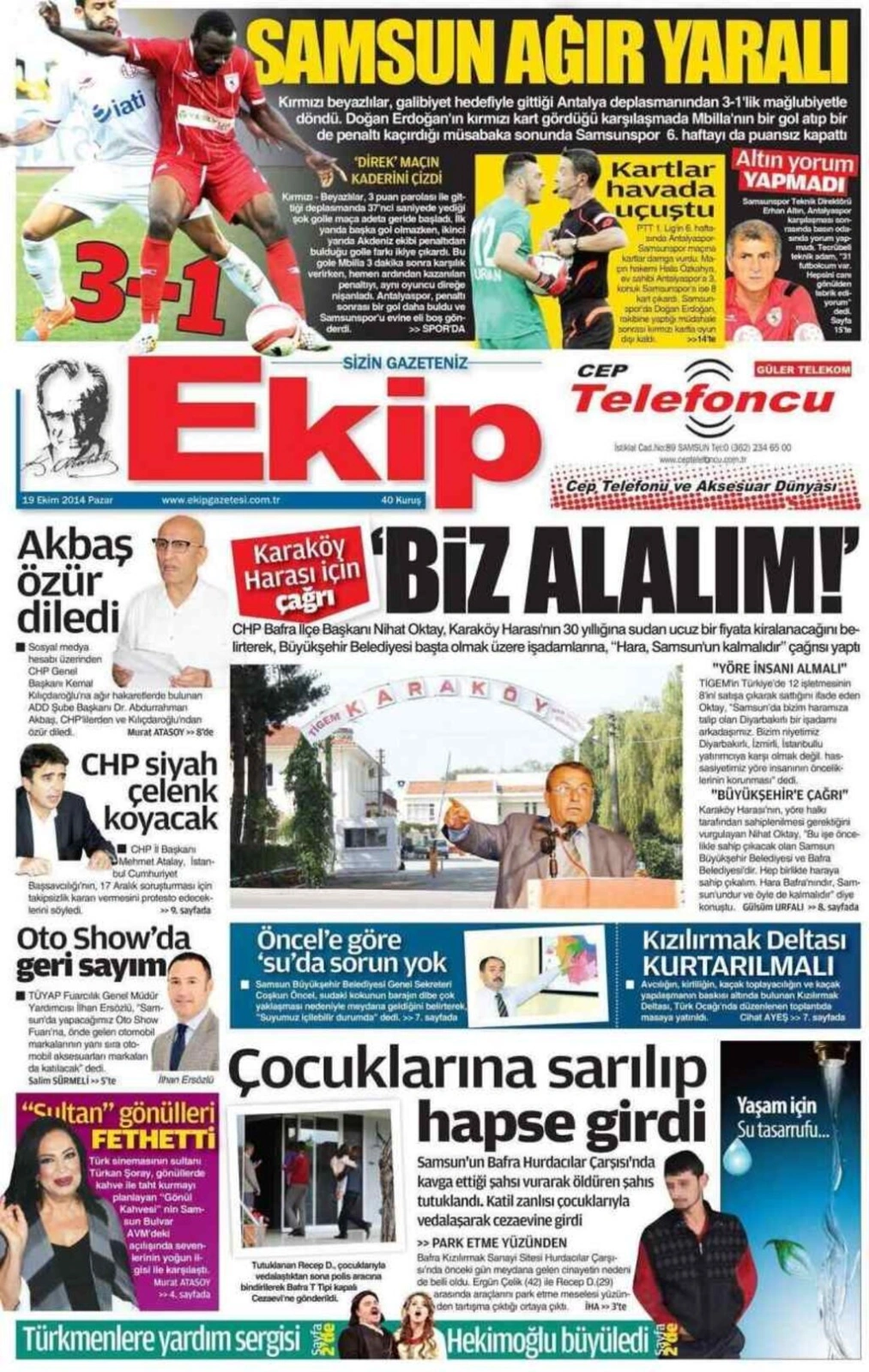 19 Ekim Pazar Samsun Yerel Gazeteleri - Resim 3