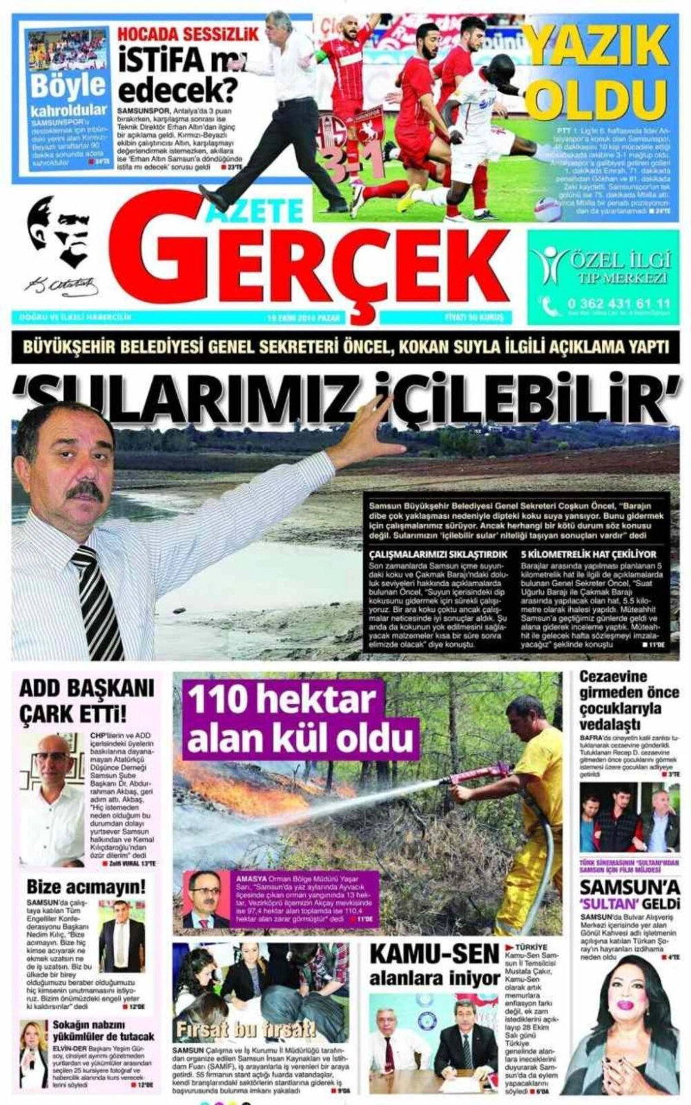 19 Ekim Pazar Samsun Yerel Gazeteleri - Resim 4