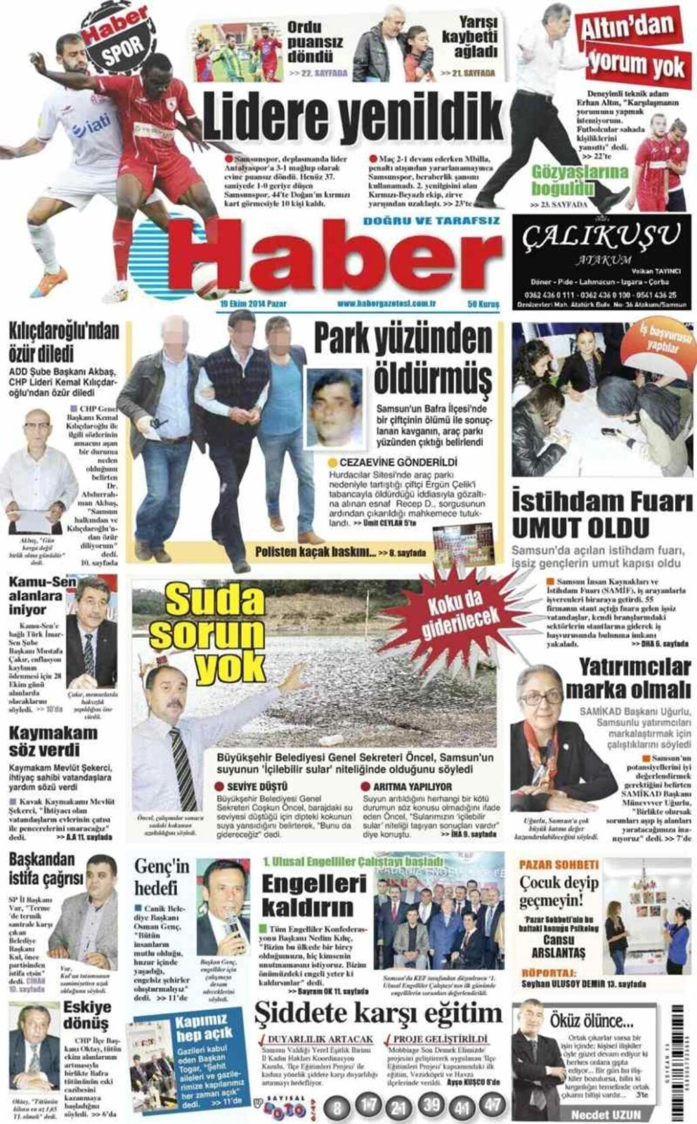 19 Ekim Pazar Samsun Yerel Gazeteleri - Resim 5
