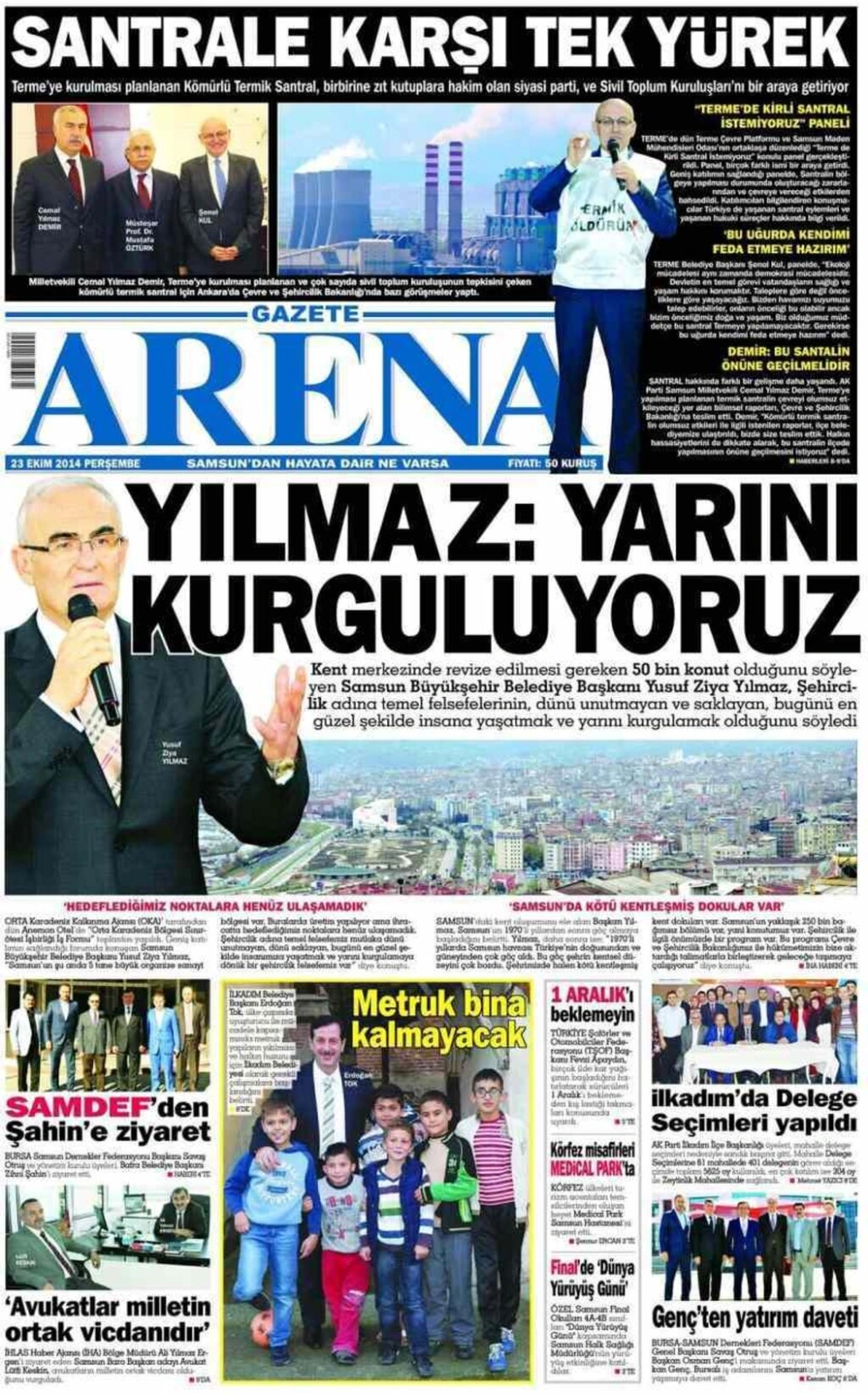 23 Ekim Perşembe yerel gazeteler - Resim 1
