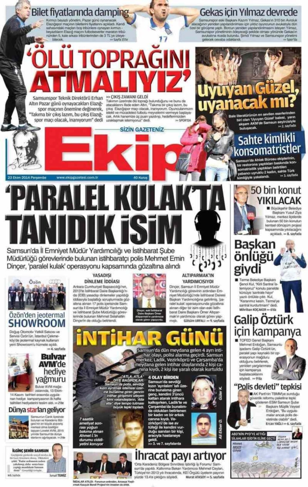 23 Ekim Perşembe yerel gazeteler - Resim 3