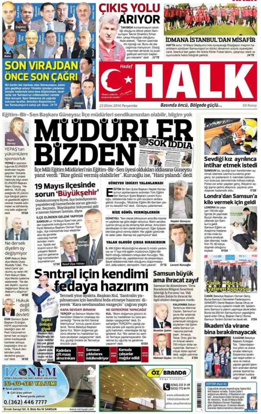 23 Ekim Perşembe yerel gazeteler - Resim 6