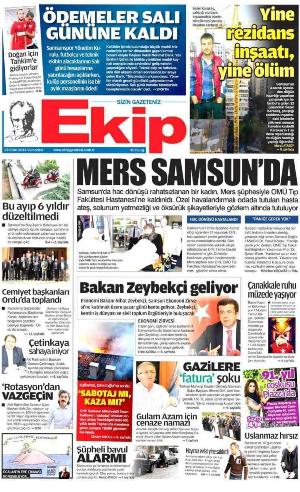 25 Ekim Cumartesi Yerel Gazeteler - Resim 3