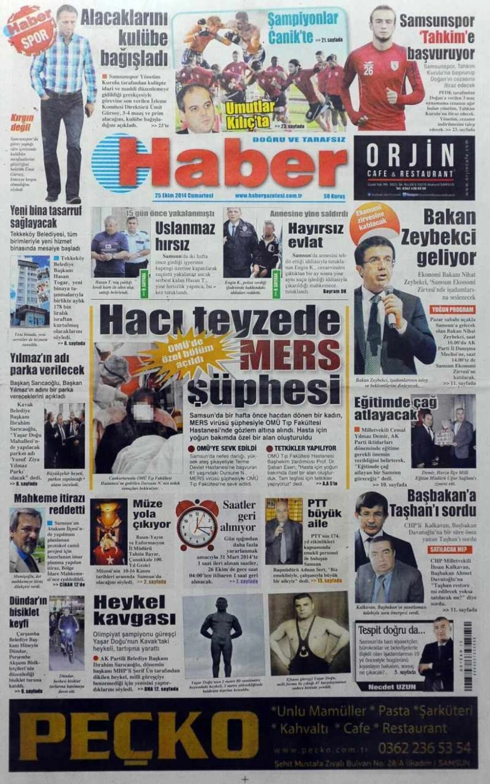 25 Ekim Cumartesi Yerel Gazeteler - Resim 4