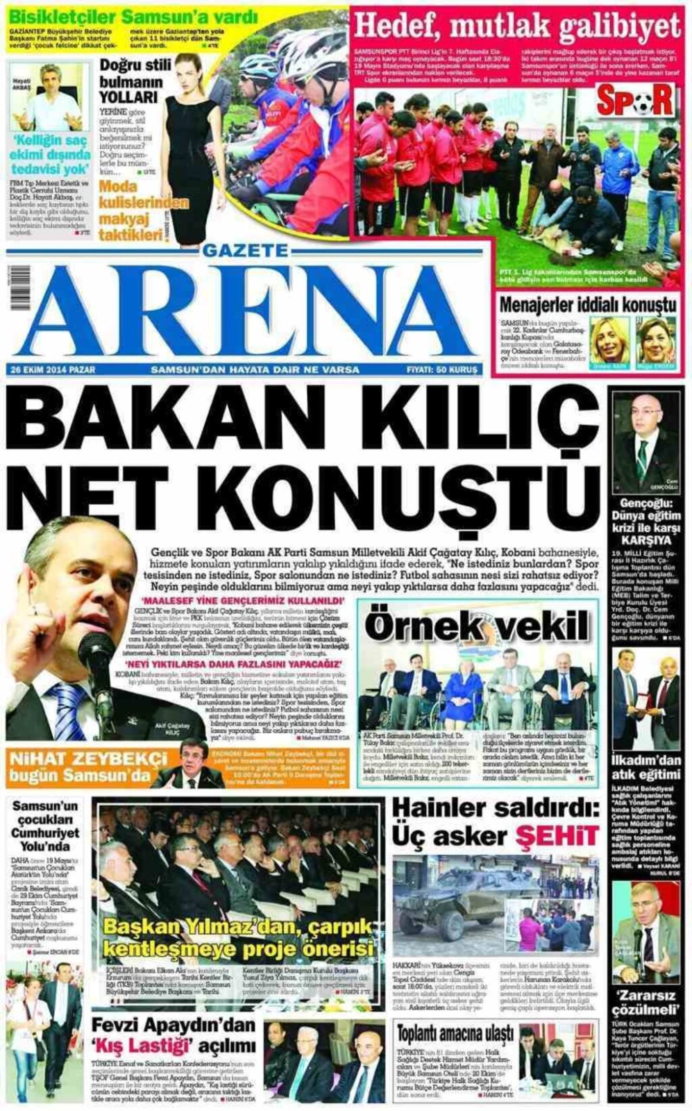 26 Ekim Pazar günü Samsun'un yerel gazeleri - Resim 1