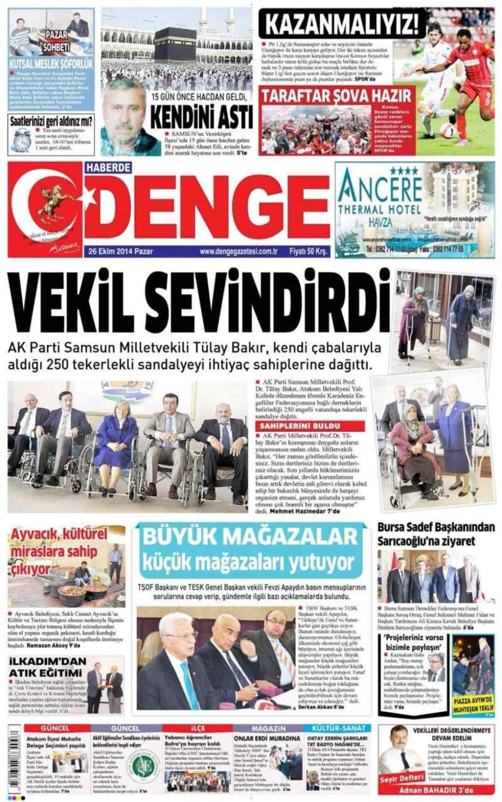 26 Ekim Pazar günü Samsun'un yerel gazeleri - Resim 2