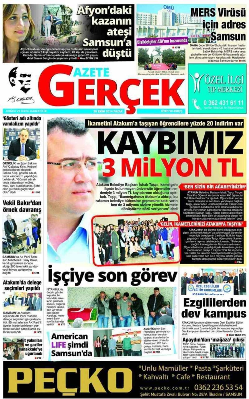 26 Ekim Pazar günü Samsun'un yerel gazeleri - Resim 4