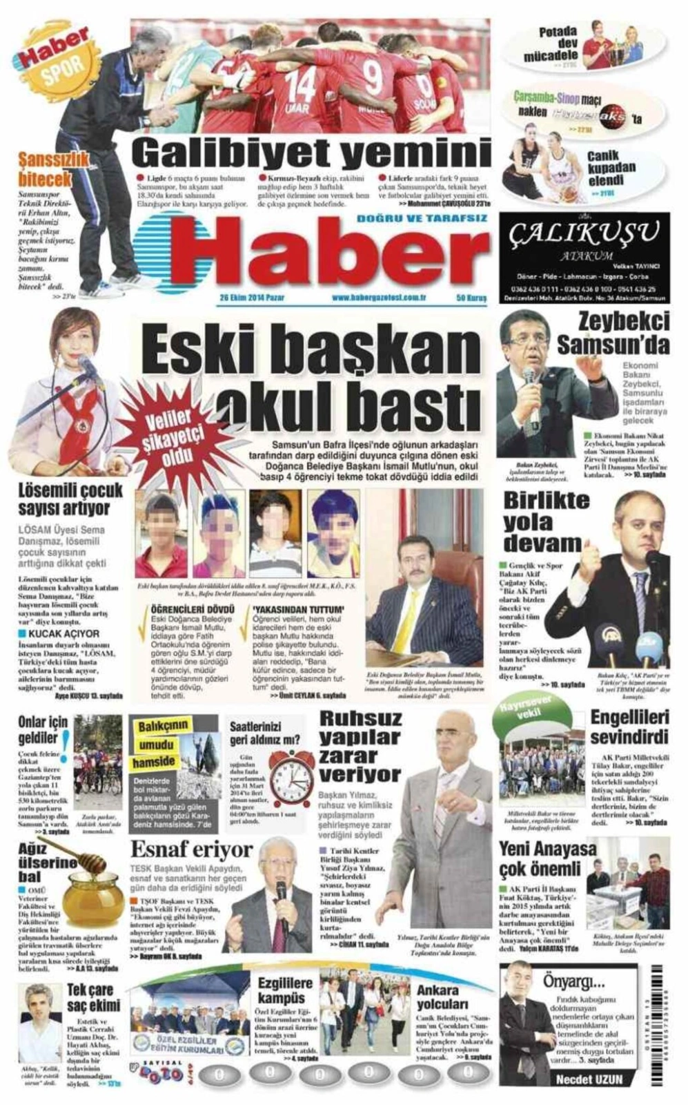 26 Ekim Pazar günü Samsun'un yerel gazeleri - Resim 5