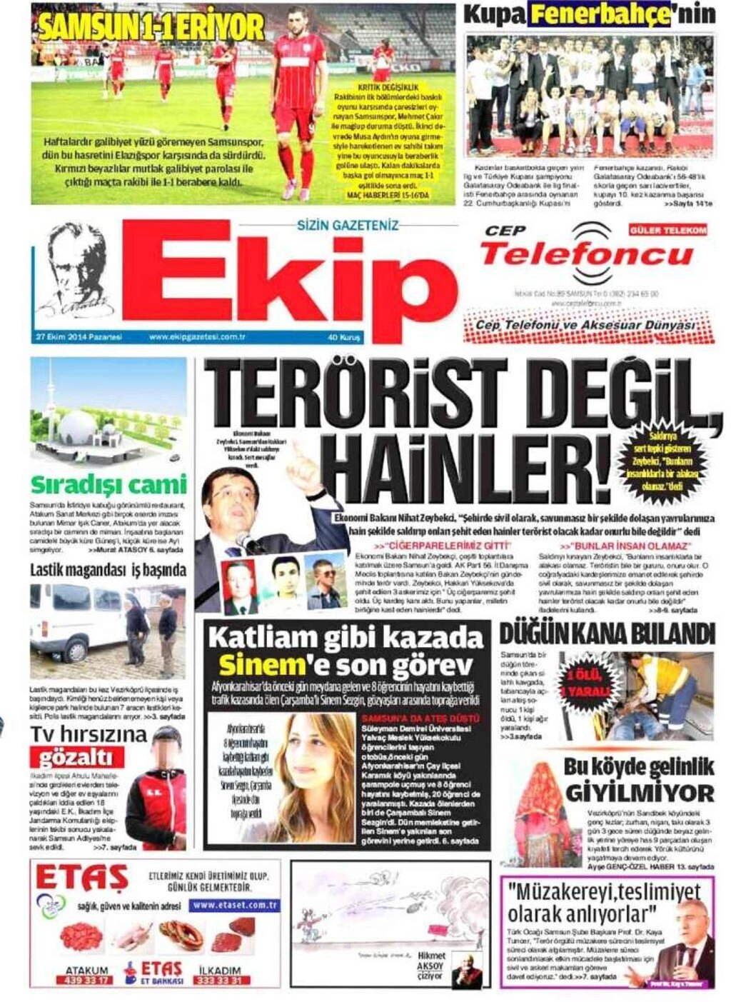 27 Ekim Pazartesi günü Samsun'un yerel gazeteleri - Resim 4