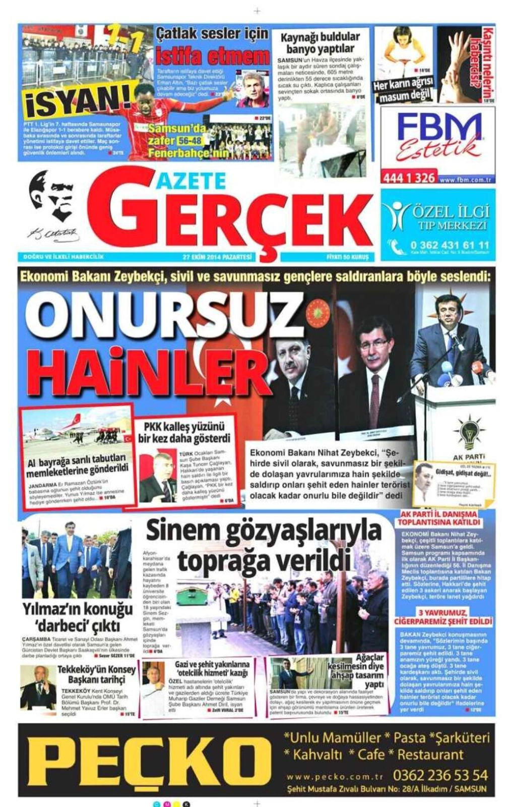 27 Ekim Pazartesi günü Samsun'un yerel gazeteleri - Resim 5