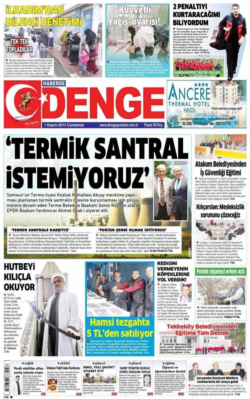 1 Kasım Cumartesi Samsun'da yayın yapan yerel gazetelerinin birinci sayfaları - Resim 2