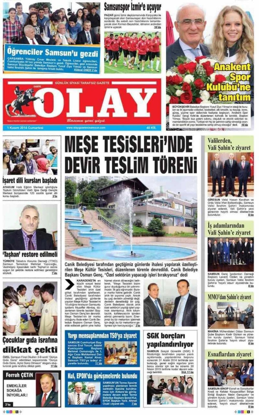 1 Kasım Cumartesi Samsun'da yayın yapan yerel gazetelerinin birinci sayfaları - Resim 7