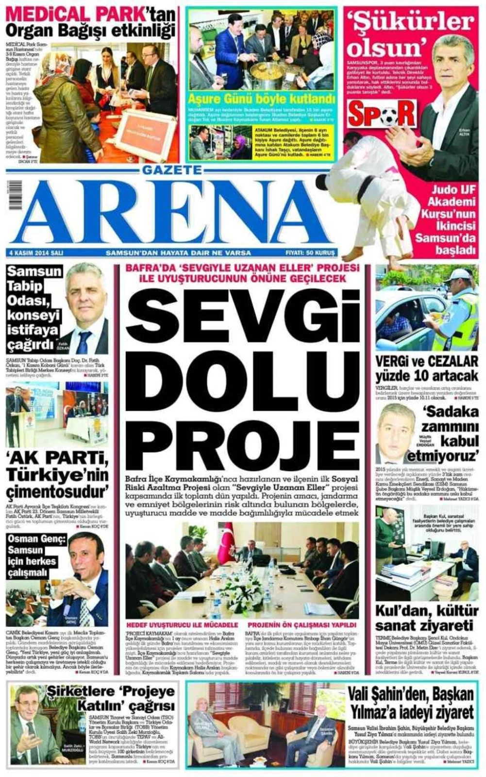 4 Kasım 2014 Samsun'un Yerel Gazetelerinin birinci sayfaları - Resim 1