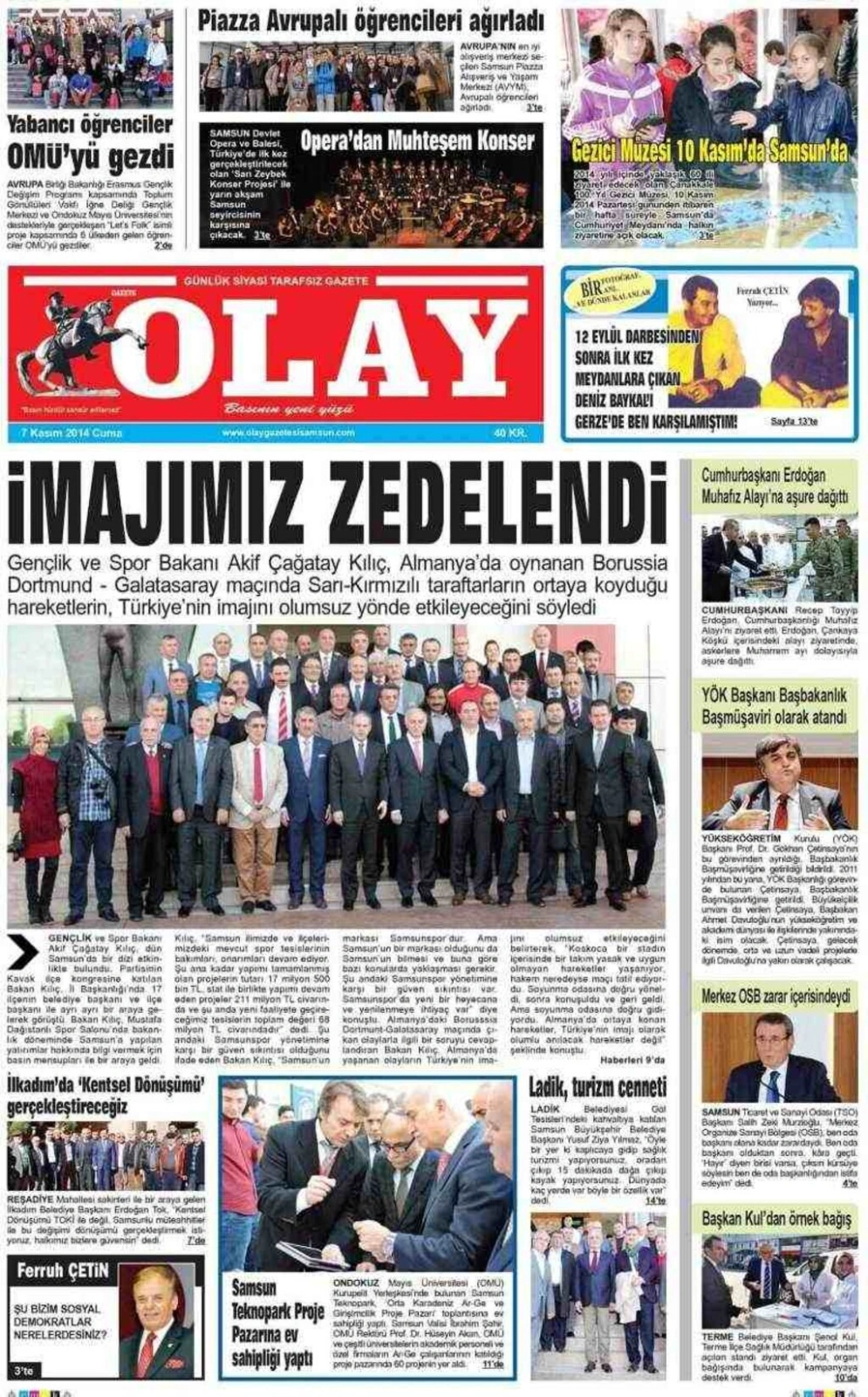 7 Kasım 2014 Samsun'un Yerel Gazetelerinin birinci sayfaları - Resim 6